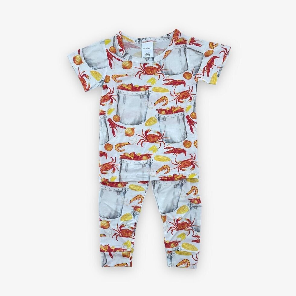 modal short sleeve pajama set || eat more seafood