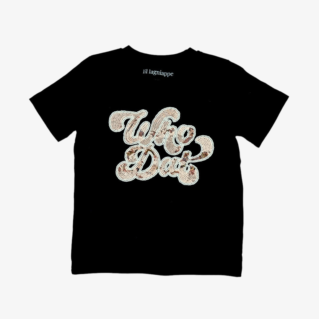 carrie sequin classic tee ||who dat (child)