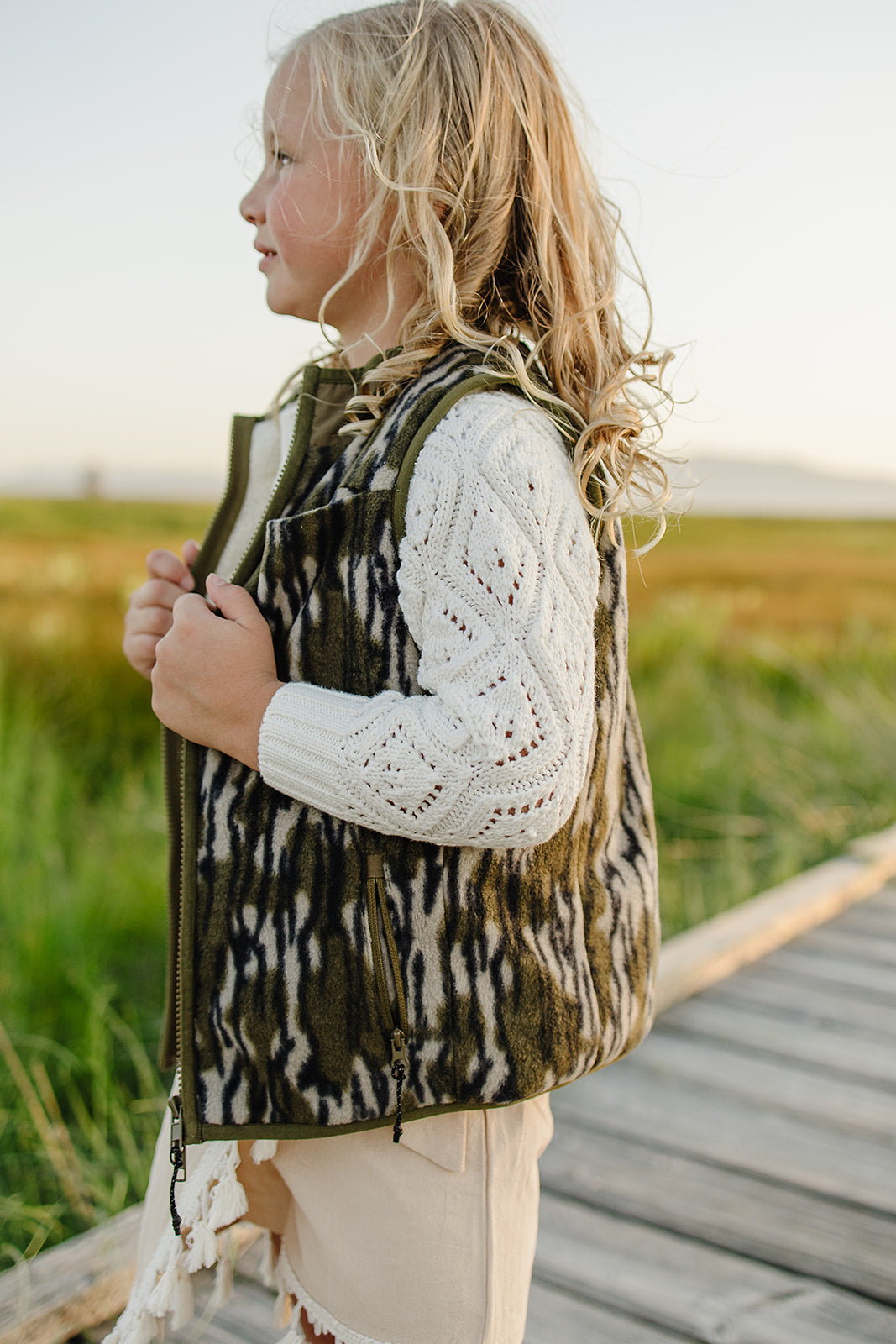 fleece & sherpa vest || original bottomland & mallard sky (child)