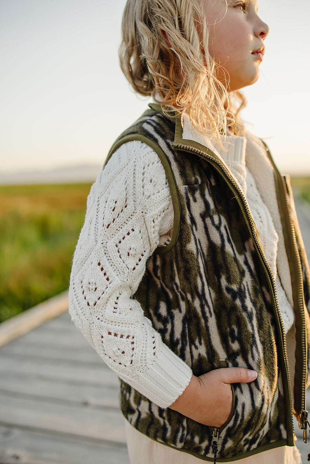 fleece & sherpa vest || original bottomland & mallard sky (child)