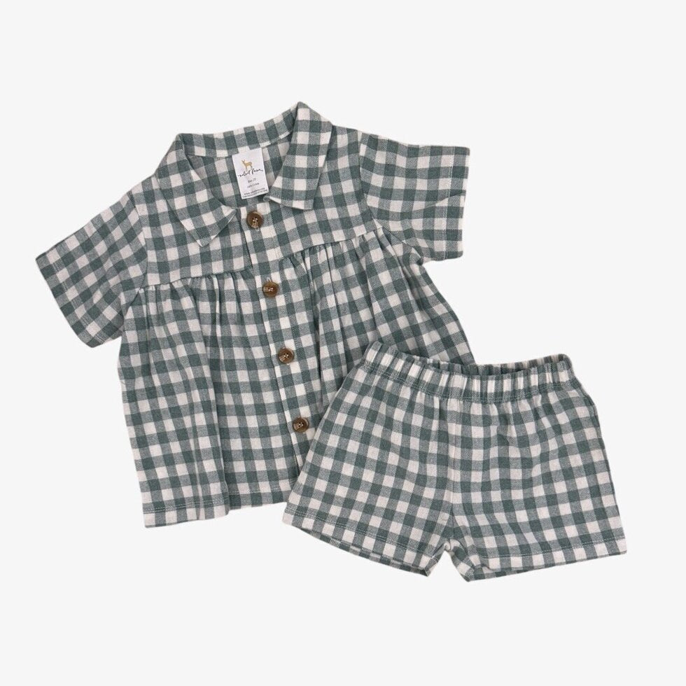 macy two piece set || green plaid