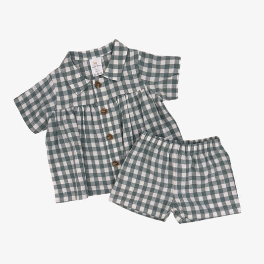 macy two piece set || green plaid
