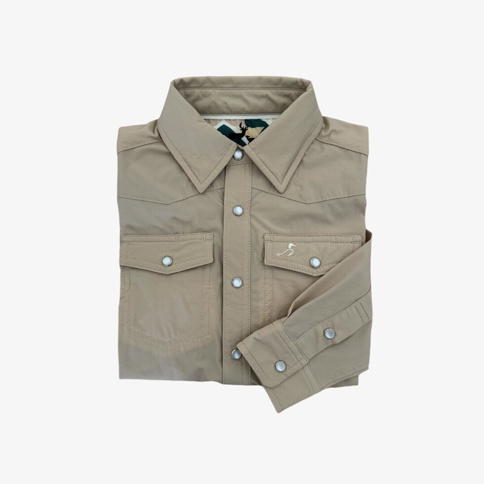 performance pearl snap long sleeve || oat