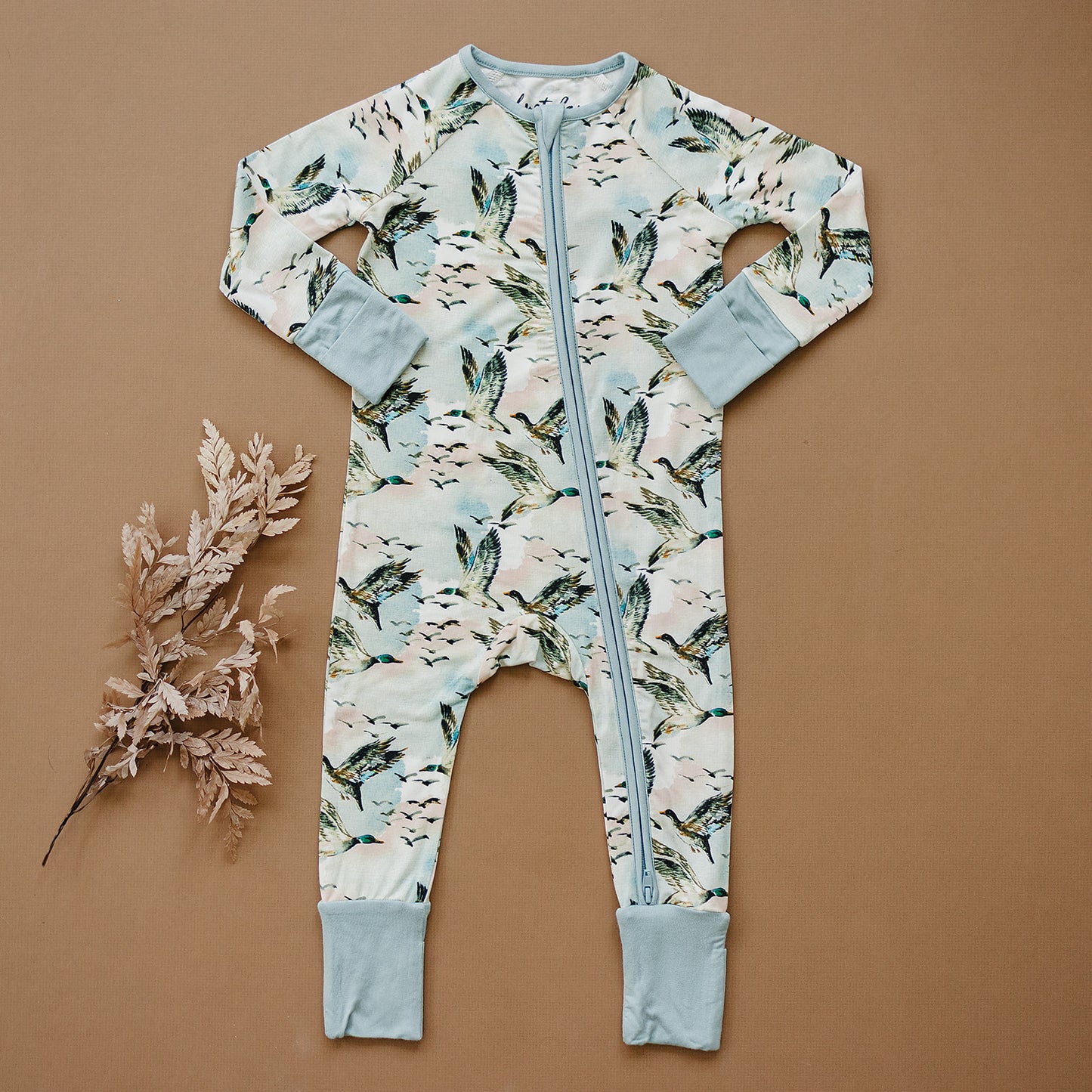 bamboo zipper pajama || mallard sky
