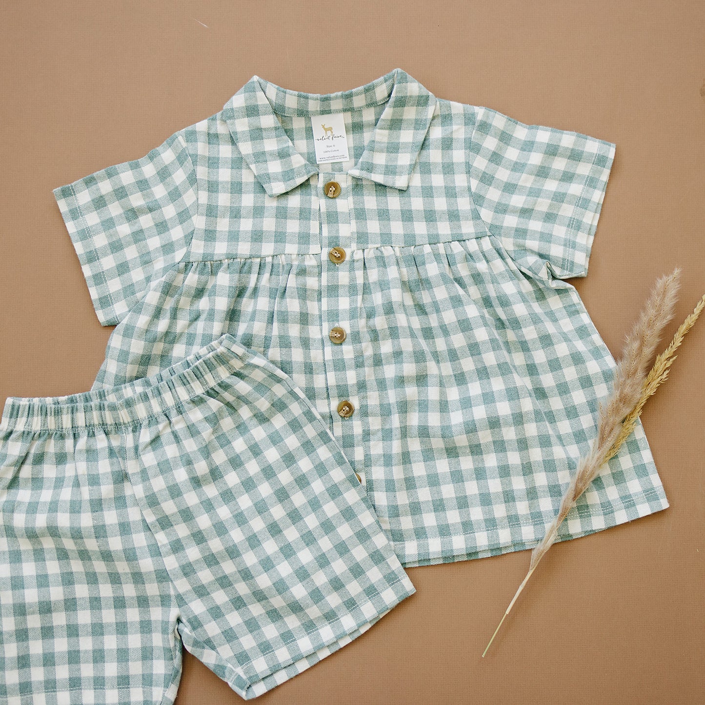 macy two piece set || green plaid