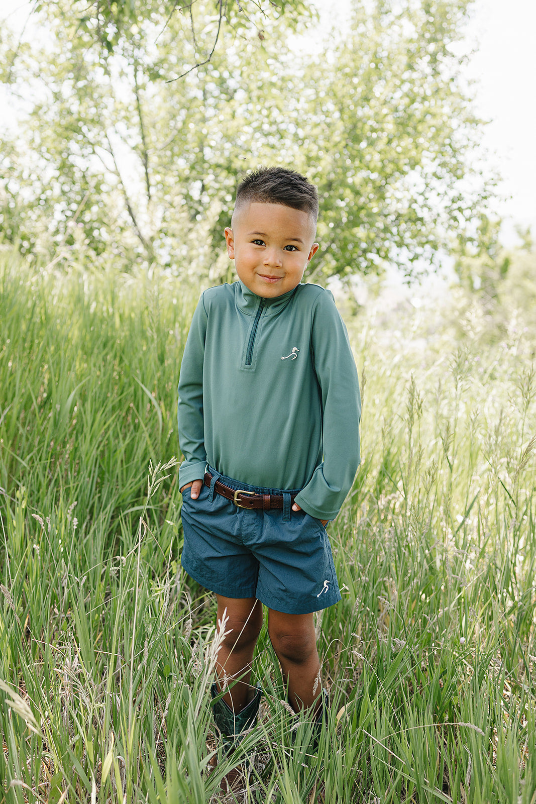 beau quarter zip UPF 50+ || mallard green