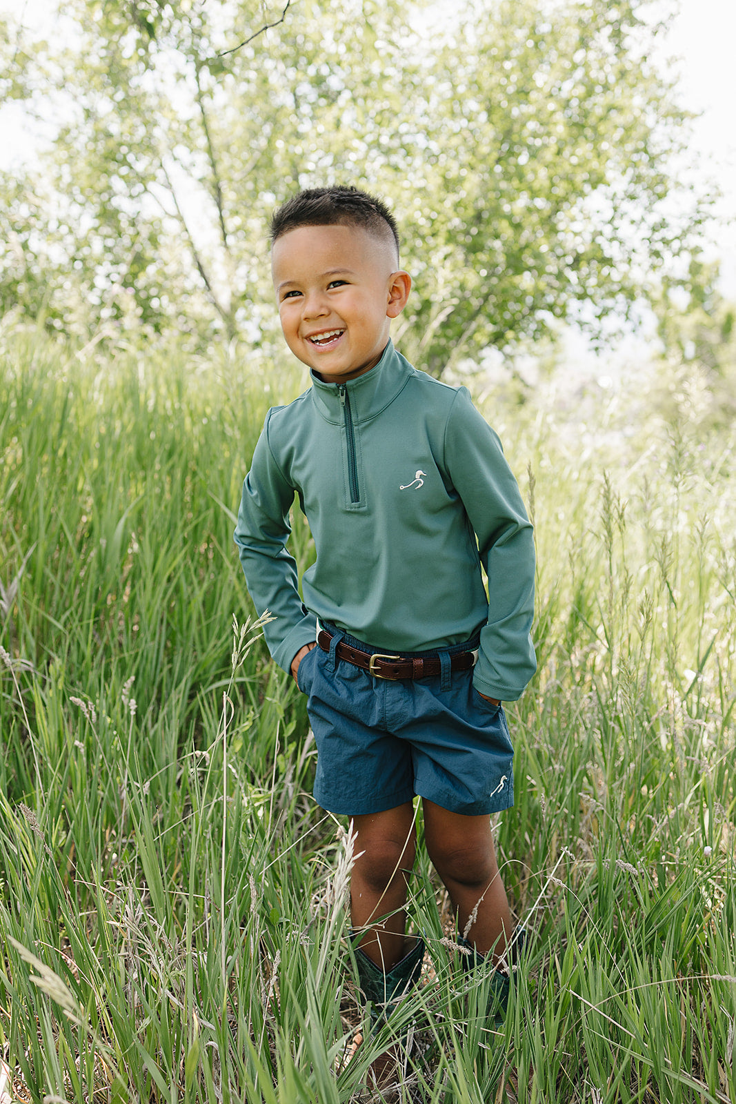 beau quarter zip UPF 50+ || mallard green