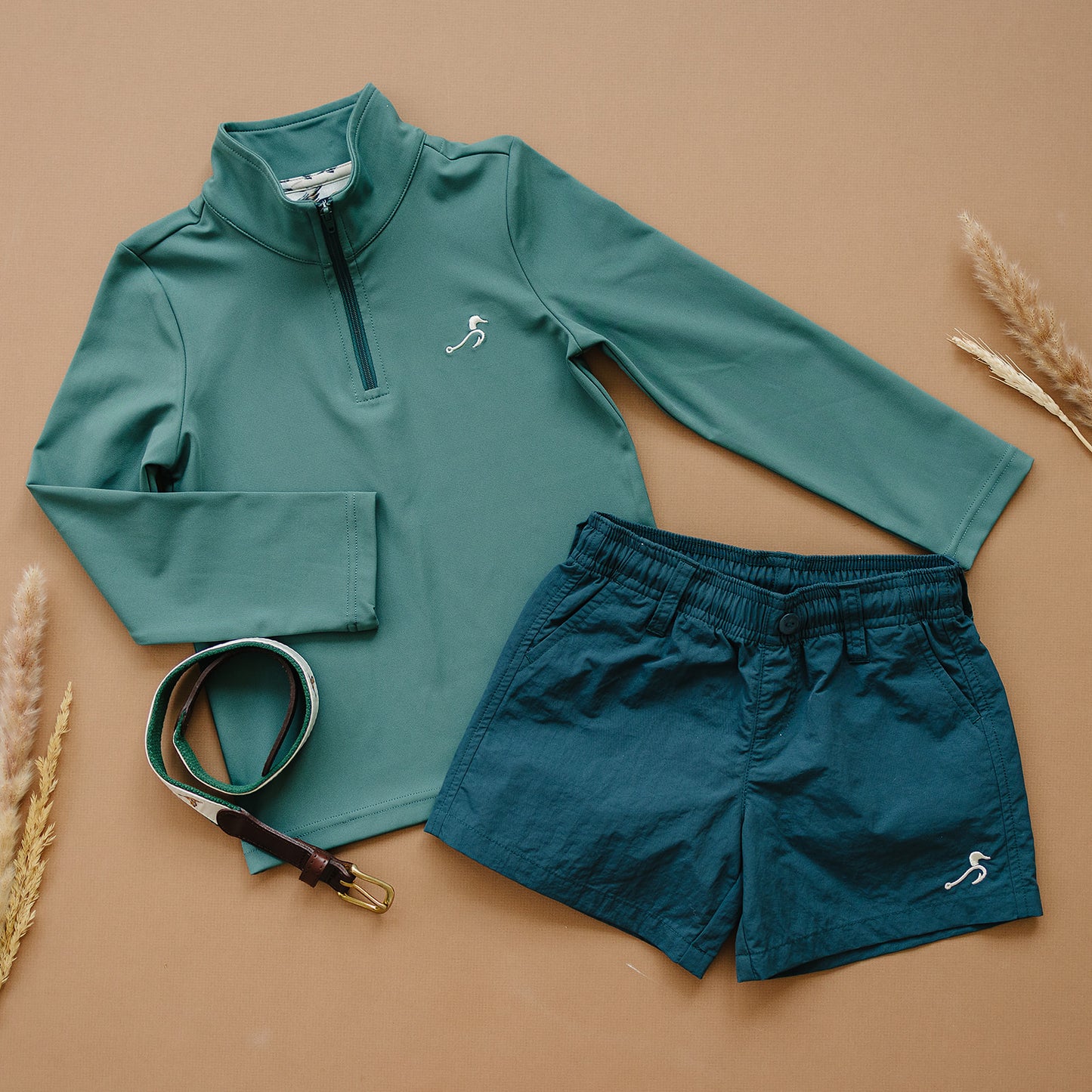 beau quarter zip UPF 50+ || mallard green