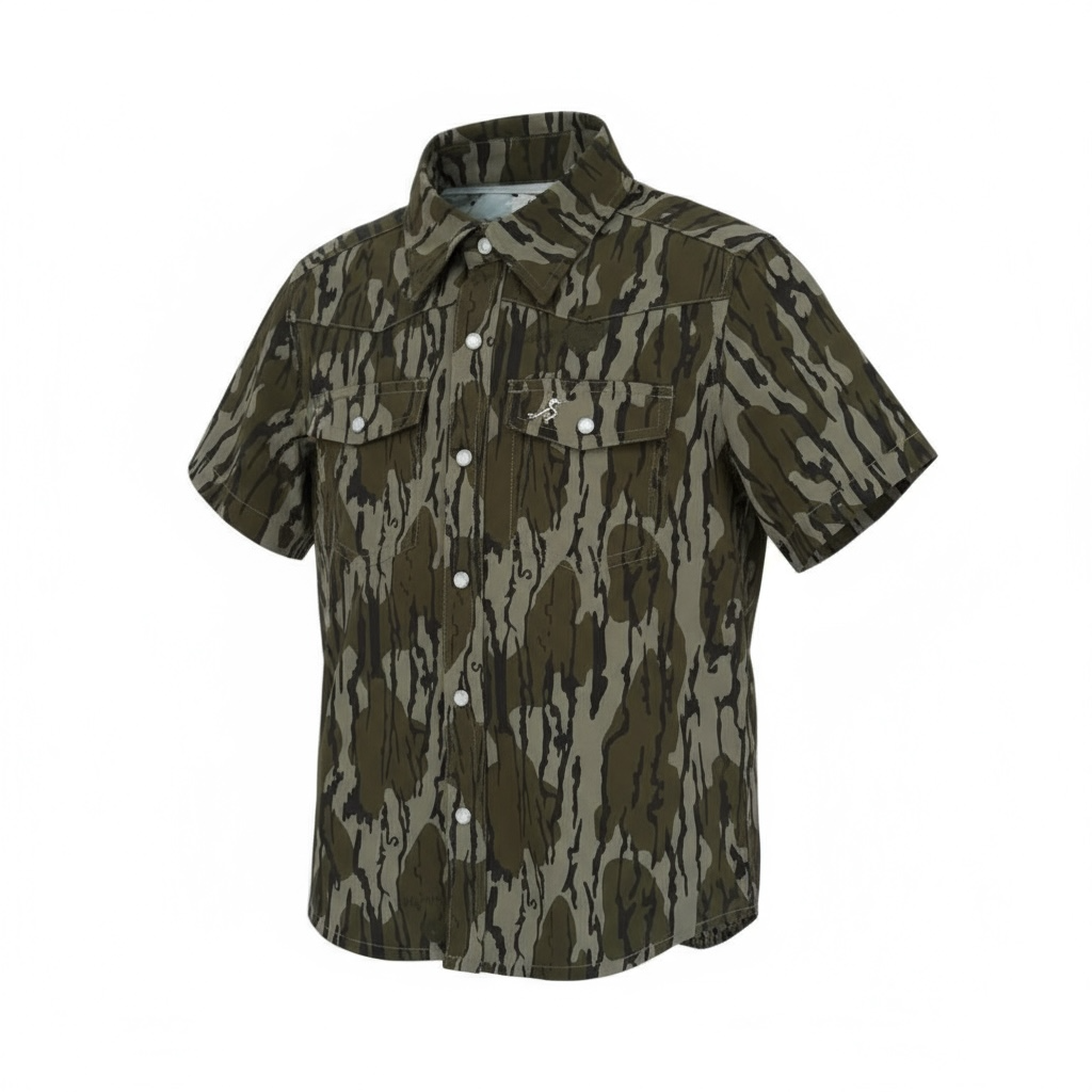performance pearl snap || original bottomland & mallard sky (child)