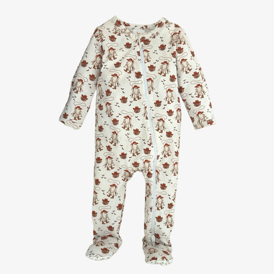 modal zipper footie pajama || boot scootin' spooky