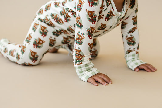 bamboo zipper pajama || reindeer