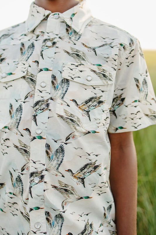 performance pearl snap || mallard sky (child)
