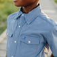 performance pearl snap || lake blue