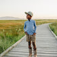 beau quarter zip UPF 50+ || lake blue