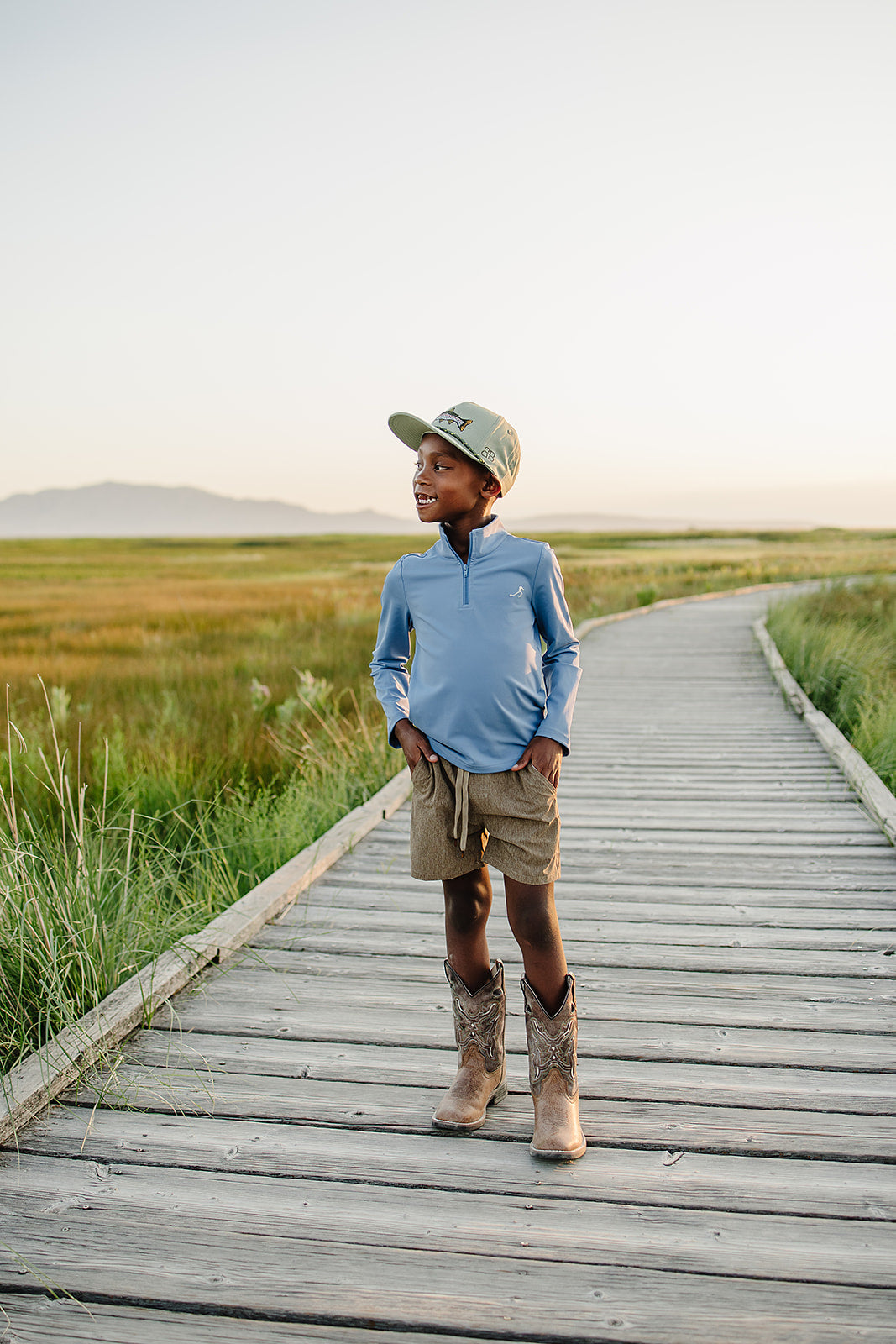 beau quarter zip UPF 50+ || lake blue