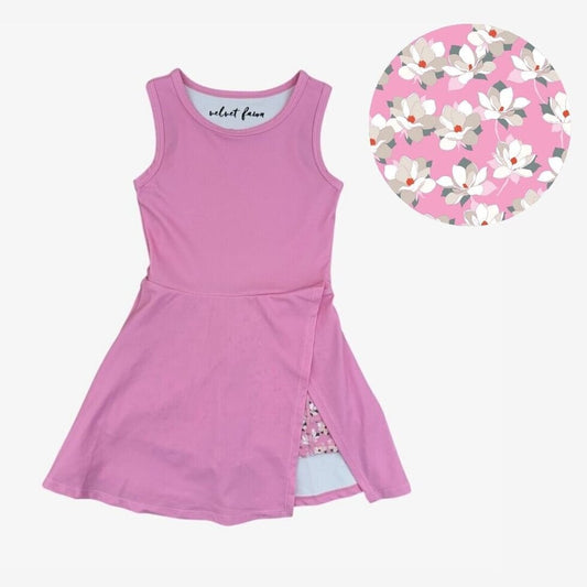 maren performance dress UPF 50+ || sunset sorbet + southern bloom