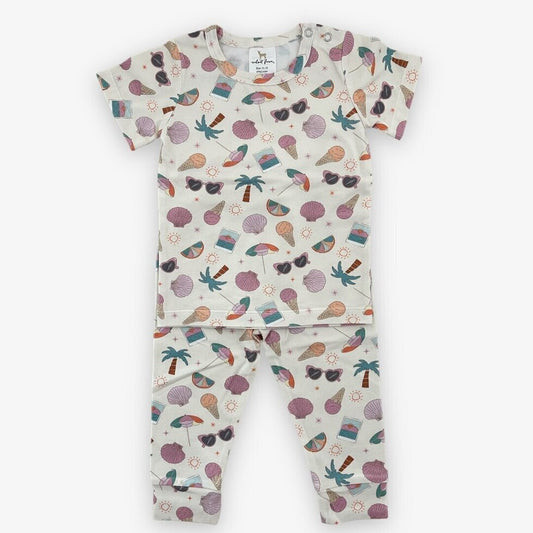 modal short sleeve pajama set || vaca mode pink