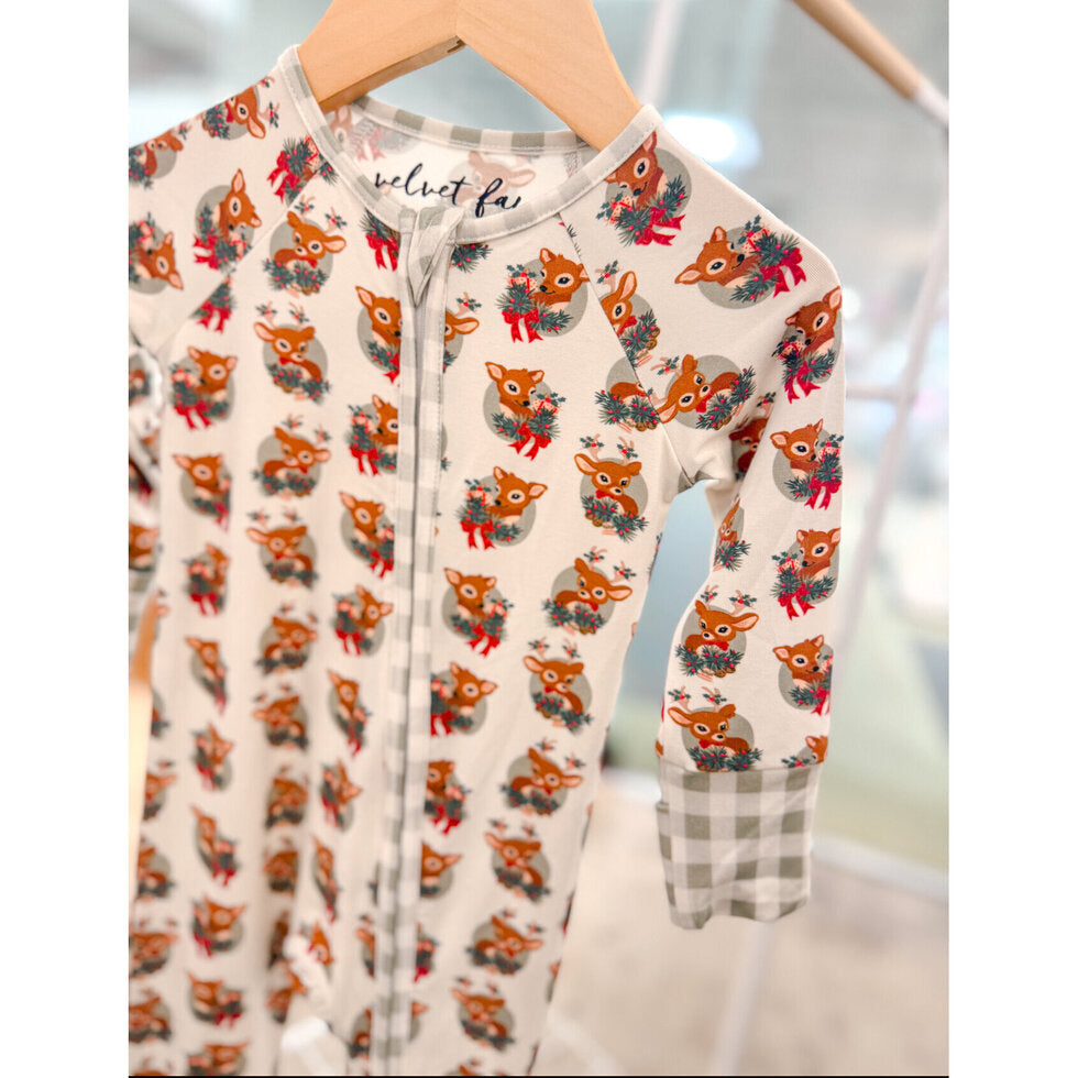 bamboo zipper pajama || reindeer
