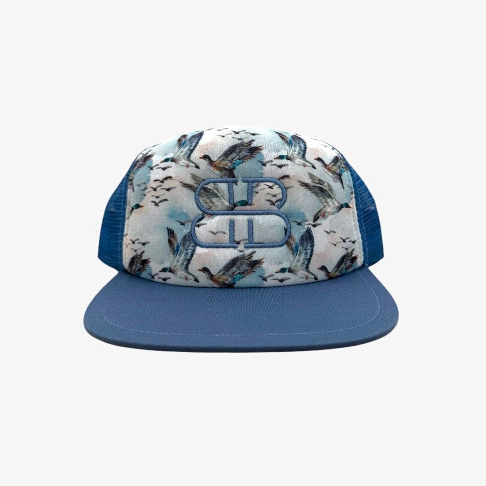 floating flat brim snapback || mallard sky