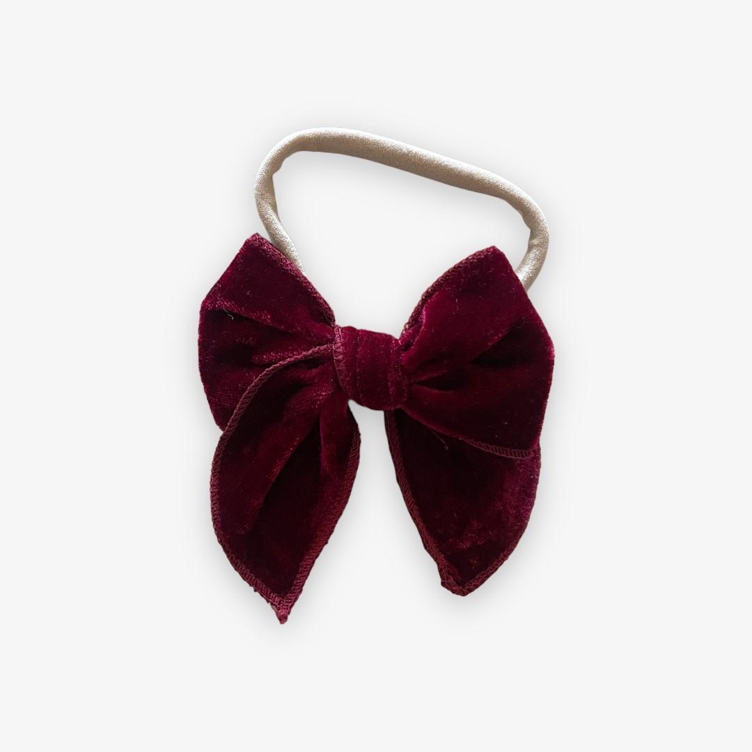 fable bow on band || cranberry velvet