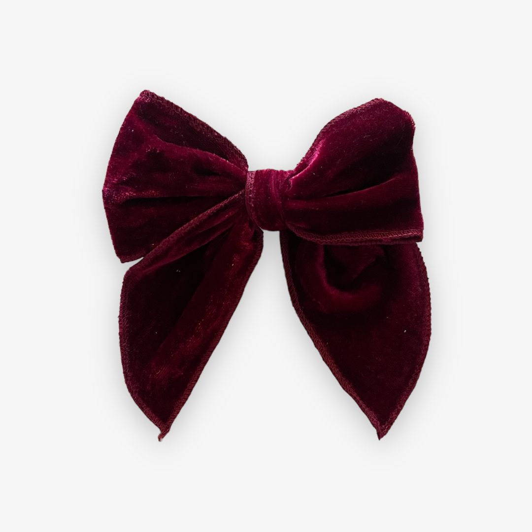 fable bow on clip || cranberry velvet