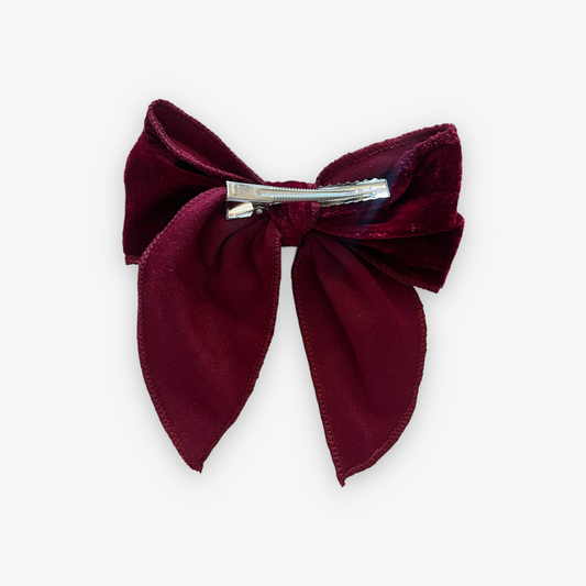 fable bow on clip || cranberry velvet