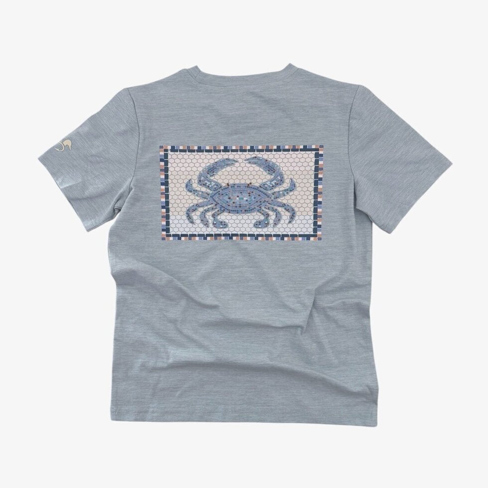 ridge athletic tee || blue crab mosaic