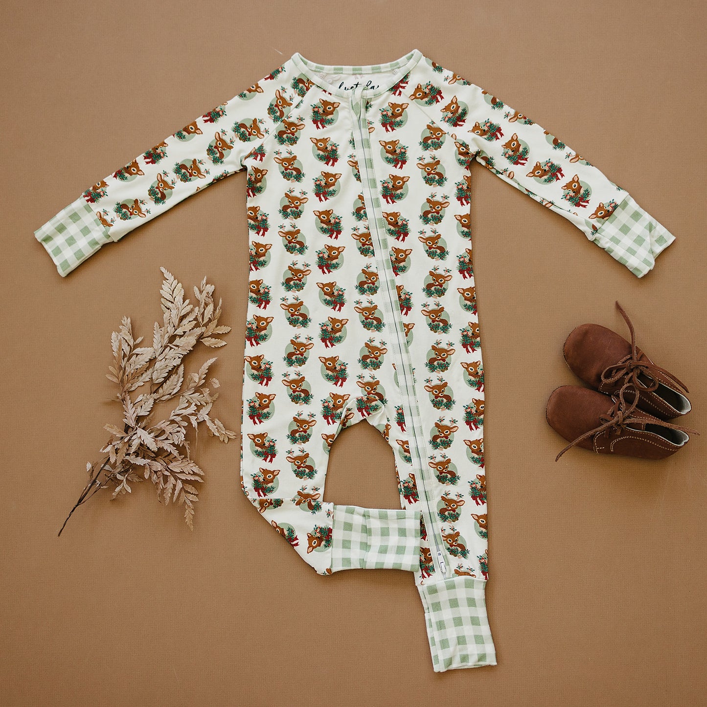 bamboo zipper pajama || reindeer