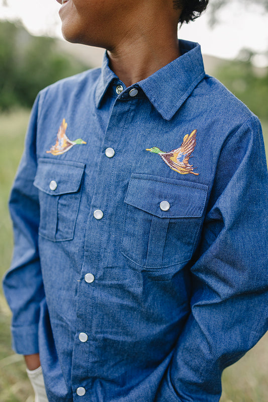 redford pearl snap || mallard denim