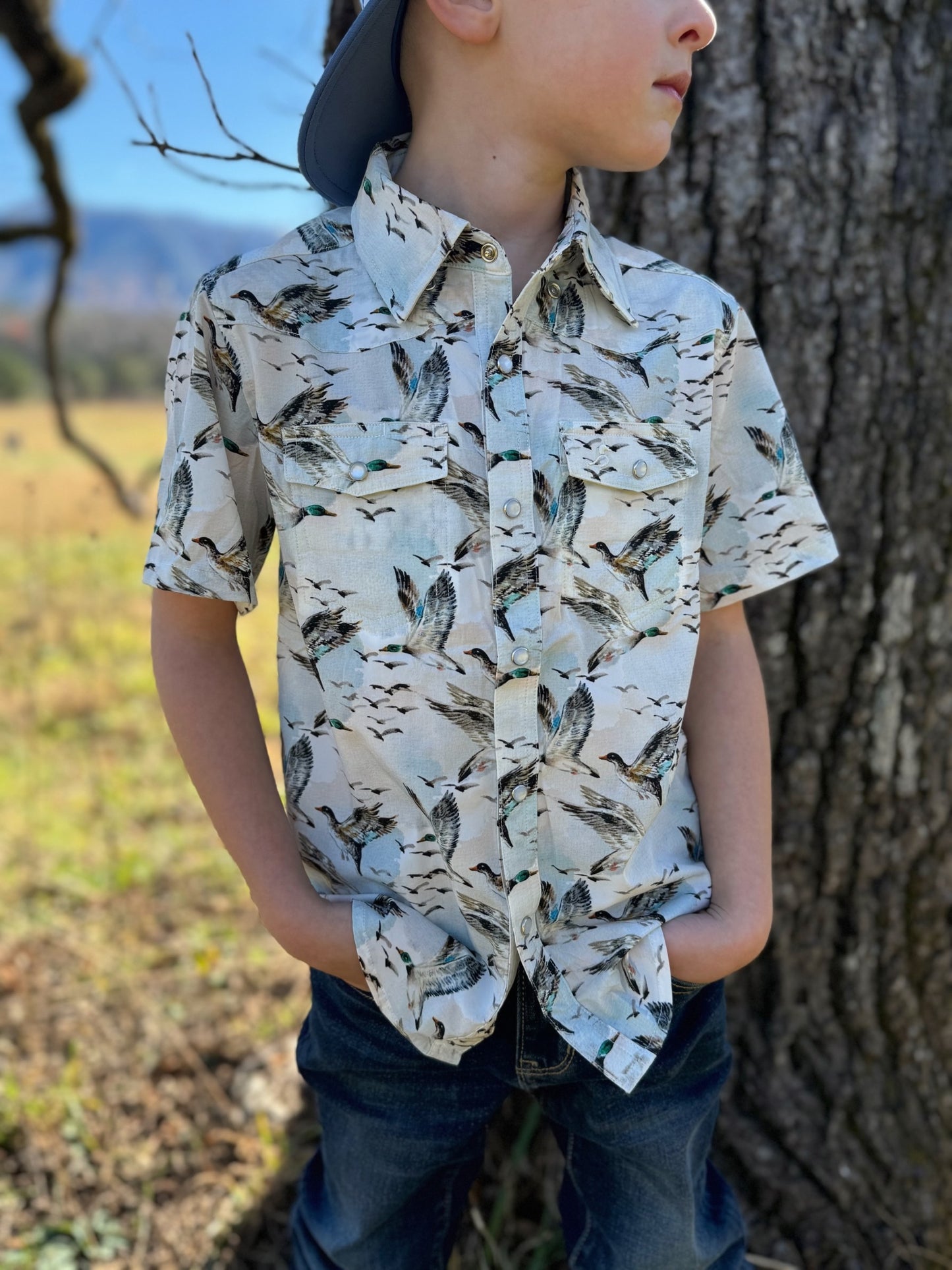 performance pearl snap || mallard sky (child)